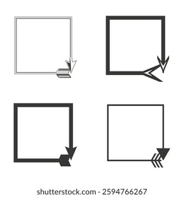 Arrow border set. Geometric frame icons. Minimal design shapes. Modern vector style. EPS 10.