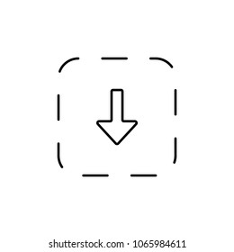 an arrow in the bottom in the dotted box icon. Element of simple icon for websites, web design, mobile app, info graphics. Thin line icon for website design and development on white background