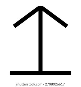 Flecha desde el icono inferior sobre fondo blanco