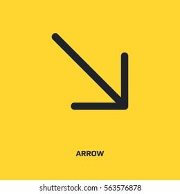 Arrow bottom right sign line vector icon. Direction sign line icon.