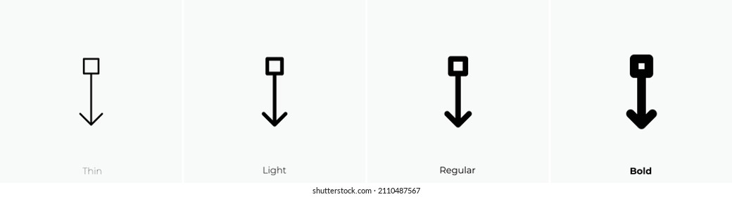 arrow bottom square icon. Thin, Light Regular And Bold style design isolated on white background