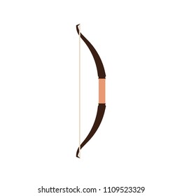 Arrow bow archery vector symbol isolated element. Weapon sign vintage graphic icon. Old feather flat target aiming. Old traditional indian native shoot equipment ancient. Wooden medieval simple logo. 