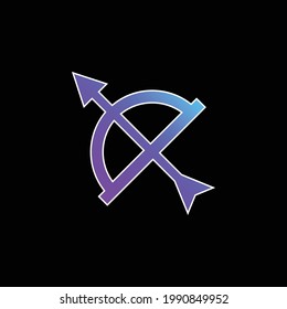 Arrow And Bow blue gradient vector icon