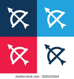 Arrow And Bow blue and red four color minimal icon set