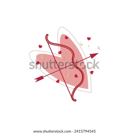 Arrow and bow of Cupid on white background. Valentine's Day cele