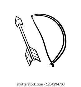 arrow and bow doodle icon vector 