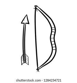 arrow and bow doodle icon vector 