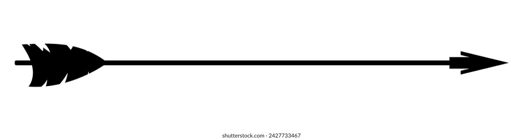 Flecha para arco. Flecha con pluma. Ilustración vectorial aislada sobre fondo blanco.