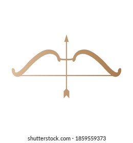 Arrow and bow gold design of Weapon archery cupid and vintage theme Vector illustration