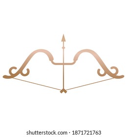 Diseño de oro de flecha y arco de arco de armas cupido y tema vintage Ilustración vectorial