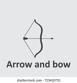 Arrow and bow icon on the grey background.