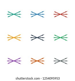 arrow bow icon white background. Editable outline arrow bow icon from war. Trendy arrow bow icon for web and mobile.