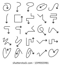 arrow bow icons set line design