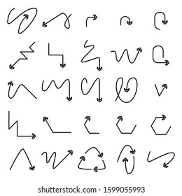 arrow bow icons set line design