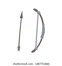 arrow and bow. Isolated illustration on a white background in cartoon style. Design element.