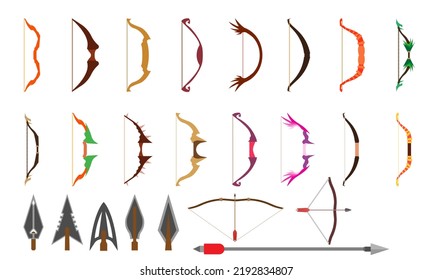 Símbolo de arma de tiro con arco con flecha y arco. Icono antiguo elemento de guerra aislado y imagen vectorial de objeto longbow. Colección vintage de Archer y caza de combate. Antiguas municiones de estilo tribal de señas