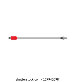 Arrow bow sign archery vector red icon. Concept equipment weapon element