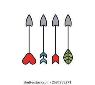 Conjunto de símbolos de arco de flecha Ilustración vectorial