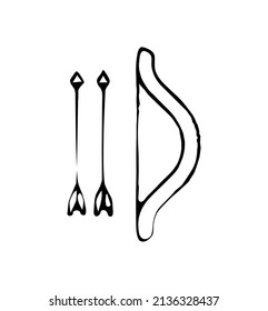 arrow or bow vector icon with hand drawn style
