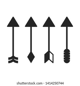 arrow and bow weapon icons set 