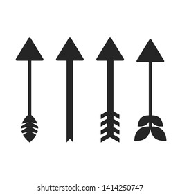 arrow and bow weapon icons set 