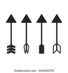 arrow and bow weapon icons set 