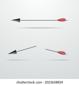 Pfeil für eine Schleife. Ganze und in zwei Hälften zerbrochen. Vektorgrafik.