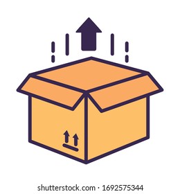 arrow up with box carton packing postal service line and fill style vector illustration design