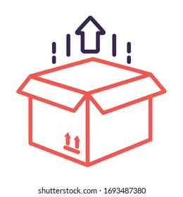 Schachtel nach oben mit Box-Kartonverpackung Postdienstlinie Stil Vektorillustration-Design