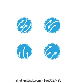 Arrow box with circle shape. Four arrow icon