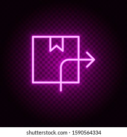 arrow, box, delivery neon icon. Pink neon vector icon