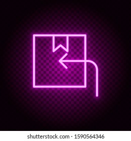 arrow, box, delivery neon icon. Pink neon vector icon