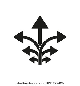 Arrow branching icon. Vector icon for branching three arrows. Arrows branching outline icon.