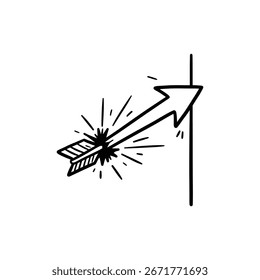 Arrow Breaking Through Wall Symbolizing Breakthrough and Success