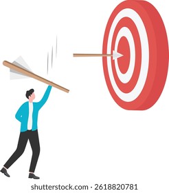 Arrow breaks cause businessman to fall

