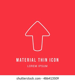 Up Arrow Bright red material designed line thin flat icon / logo
