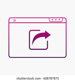 Arrow and Browser Icon. Send Flat Isolated Graphic Vector Symbol outline