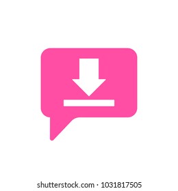 Arrow bubble chat down download message icon. Vector illustration