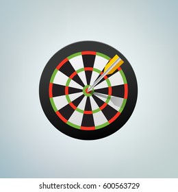 The arrow in bulls eye. Color vector illustration