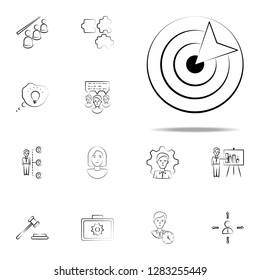 arrow, bullseye, business hand drawn icon. business icons universal set for web and mobile