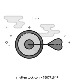 Arrow bullseye icon in flat outlined grayscale style. Vector illustration.