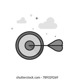 Arrow bullseye icon in flat outlined grayscale style. Vector illustration.
