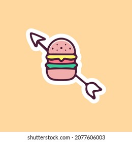 Pfeil und Hamburger Illustration. Vektorgrafiken für T-Shirt-Ausdrucke und andere Verwendungszwecke.