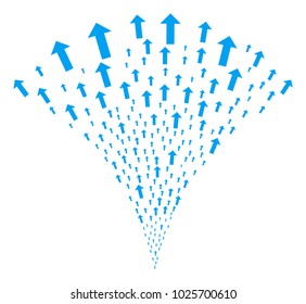 Arrow burst fountain. Vector illustration style is flat iconic symbols. Object fountain made from random icons as arrow fireworks.