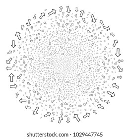 Arrow burst globula. Object pattern combined from scattered arrow design elements as fireworks globula. Vector illustration style is flat iconic symbols.