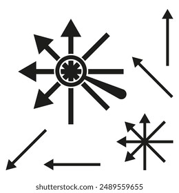 Icono de ráfaga de flecha. Varias direcciones. Símbolo de Vector. Diseño de concepto dinámico.