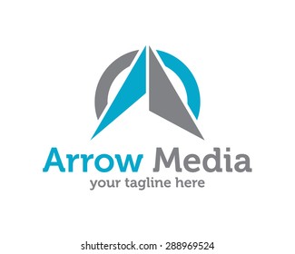Arrow up business creative icon logo template. Abstract letter A logo with circular element design vector.