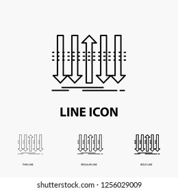 Arrow, business, distinction, forward, individuality Icon in Thin, Regular and Bold Line Style. Vector illustration