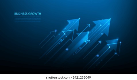 arrow business finance investment trading stock increase technology on blue background. chart growth achievement digital. vector illustration fantastic hi-tech design.