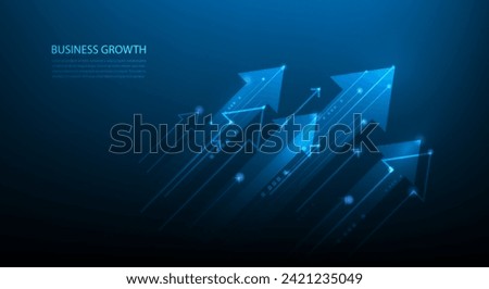 arrow business finance investment trading stock increase technology on blue background. chart growth achievement digital. vector illustration fantastic hi-tech design.